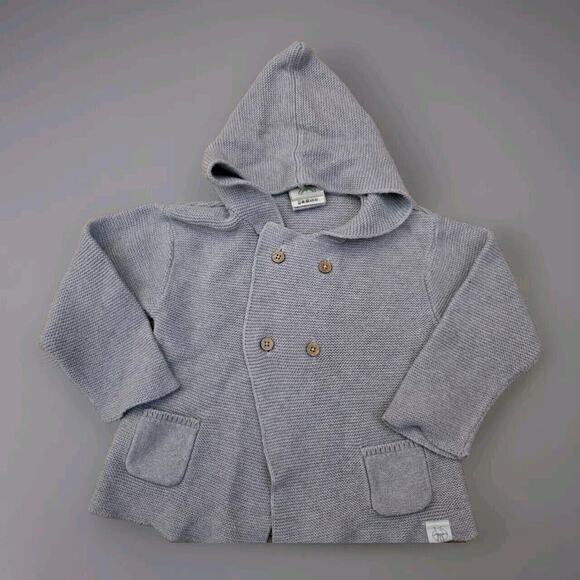 GOTS(Global Organic Textile Standard) Hooeded Knit Sweater Grey Infant Unisex... - Picture 1 of 7